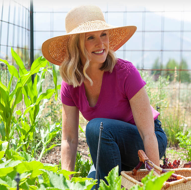 Dr. Trevor Cates in her garden
