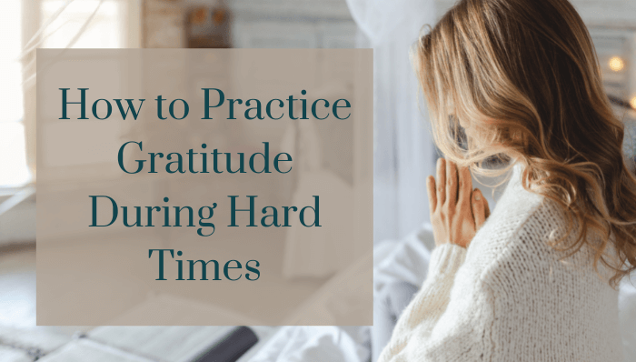 Woman praying practicing gratitude